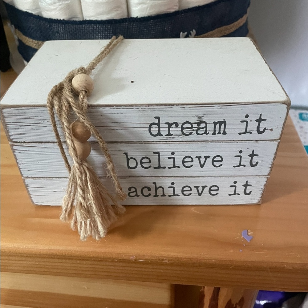 Inspirational Wooden Block Decor - White